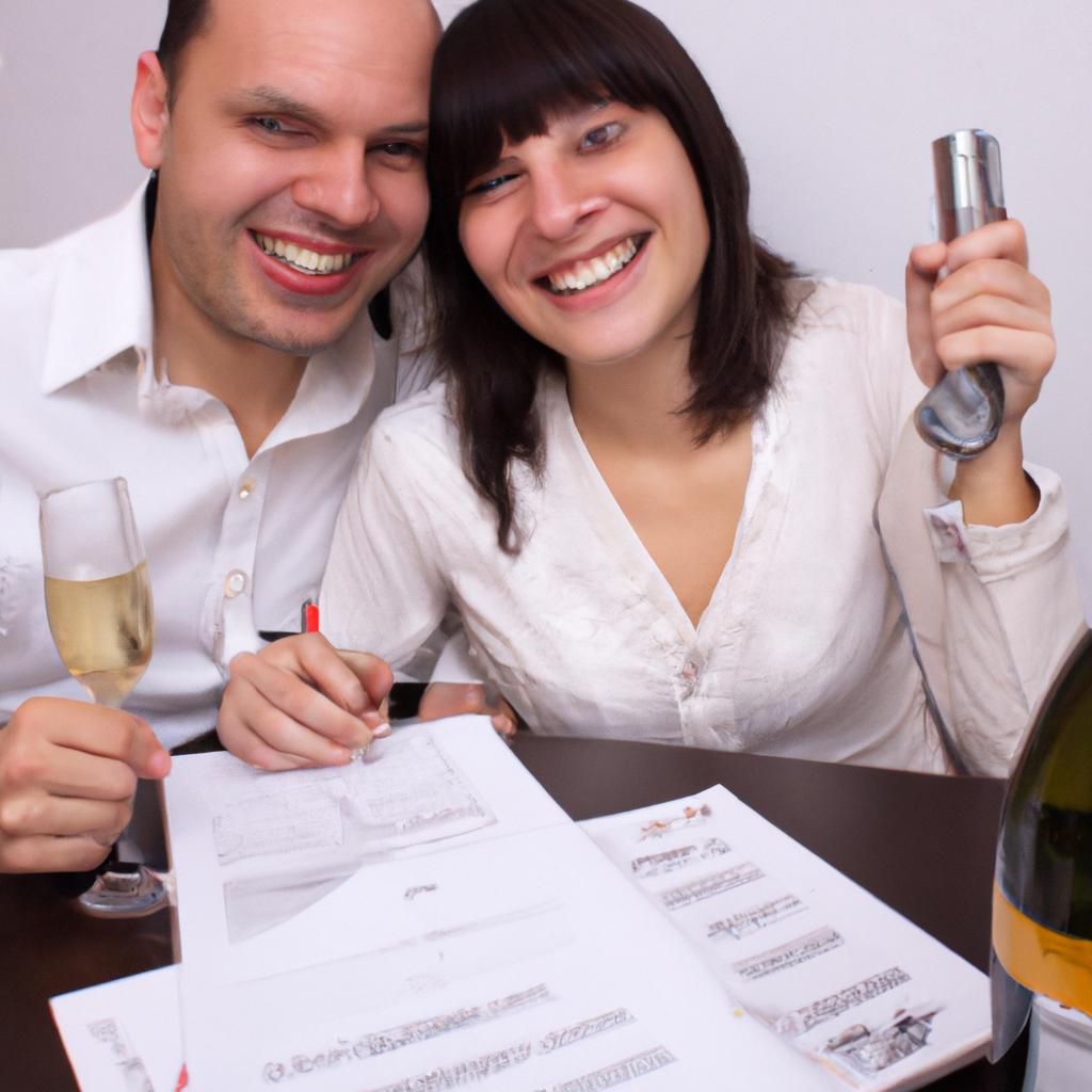 Couple celebrating with financial documents